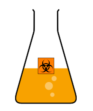 flask containing liquid biohazard waste