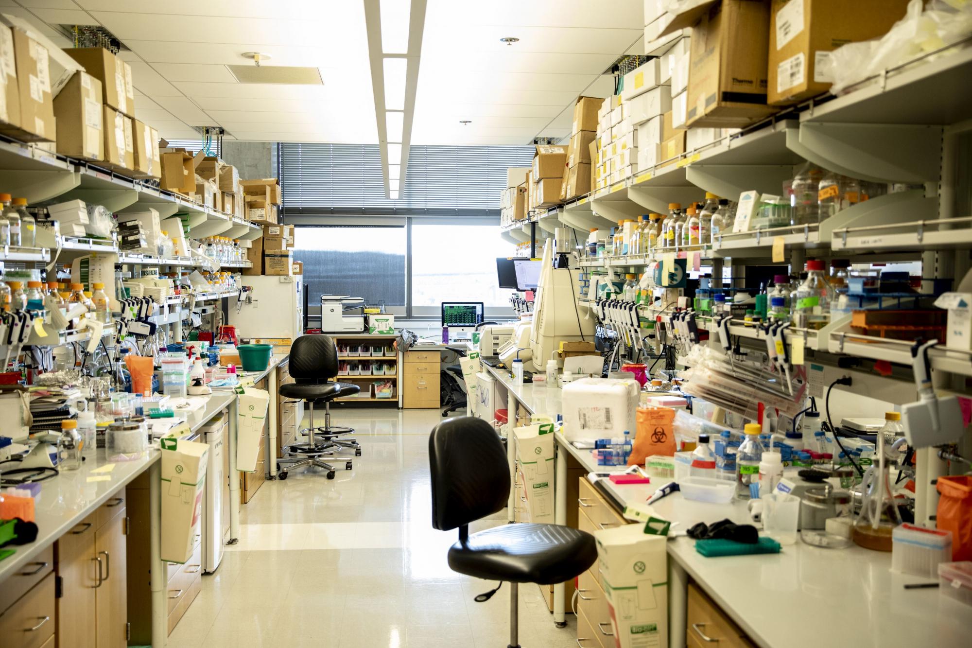 cluttered lab space