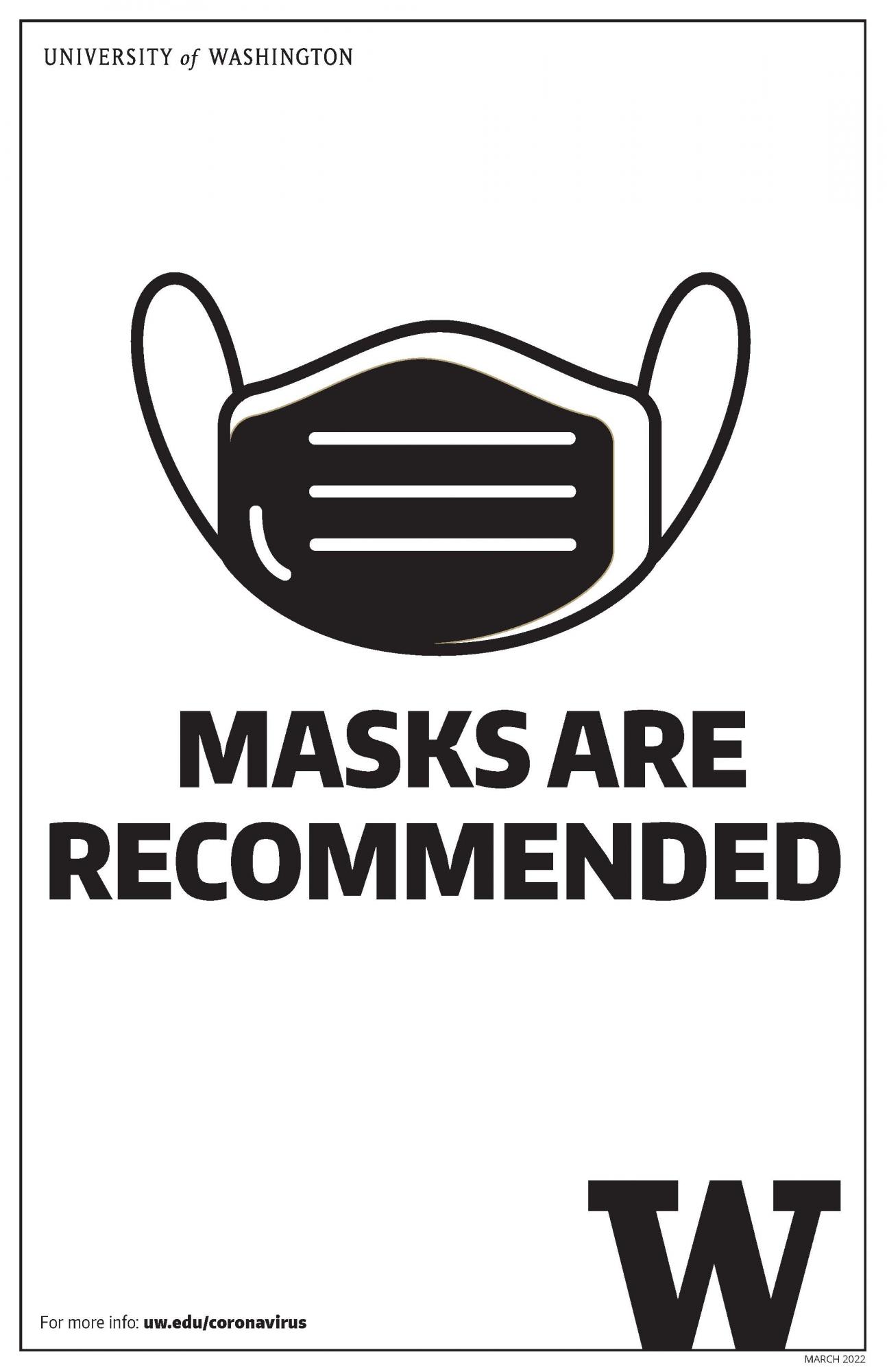 masks are recommended poster in black and white