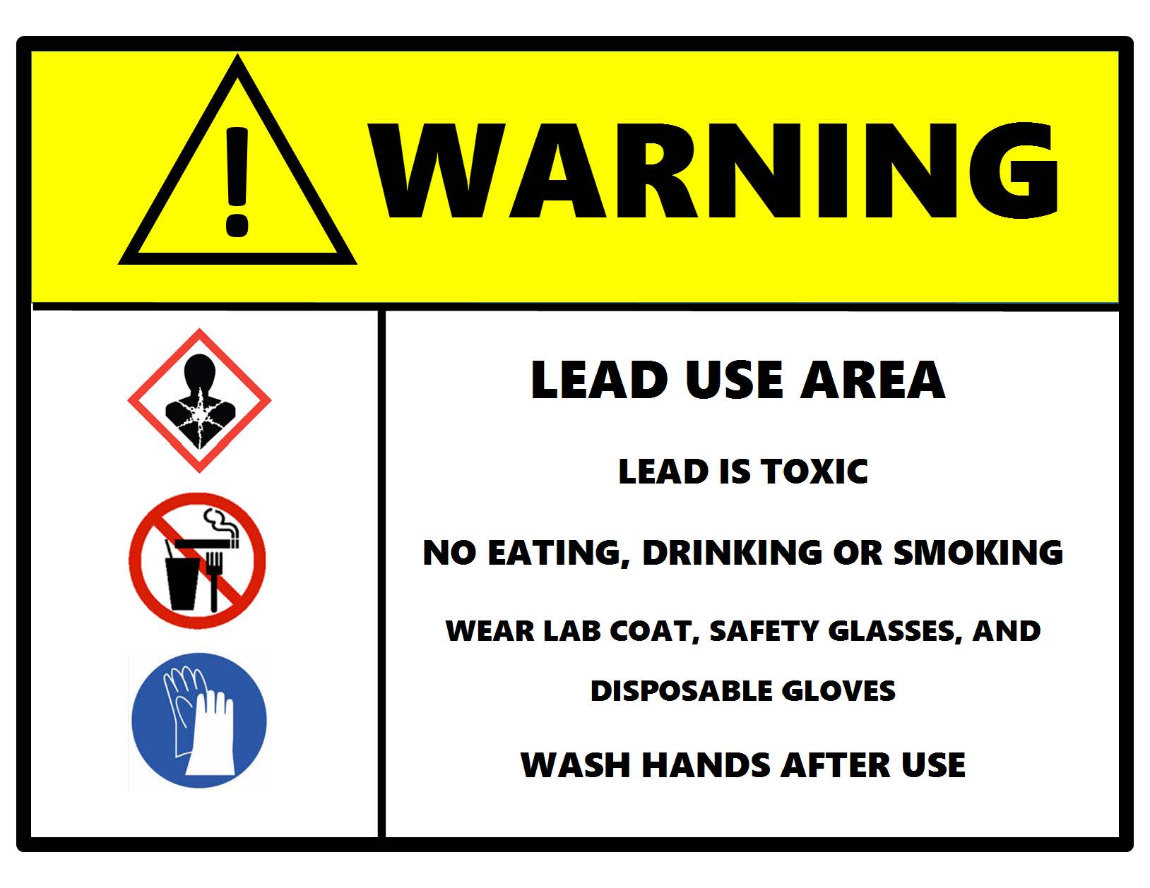lead use area warning sign