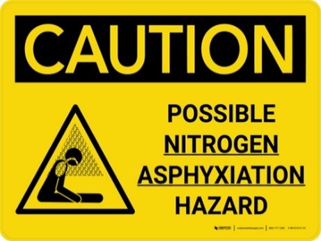 Nitrogen asphyxiation warning sign