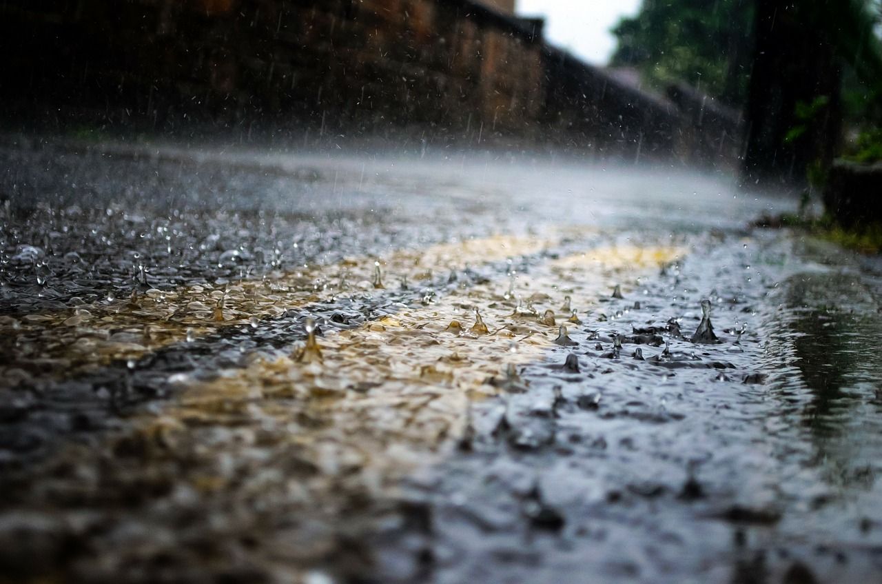 Rainwater runoff on city streets